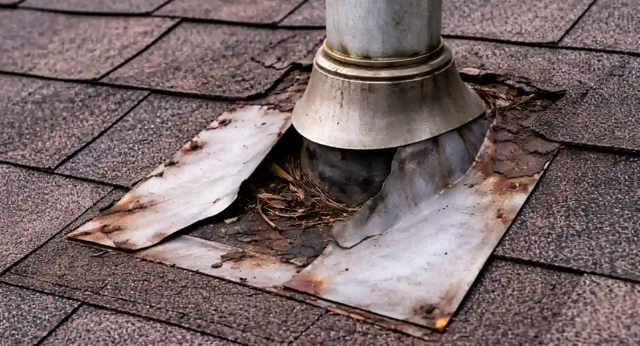 metal flashing around a roof