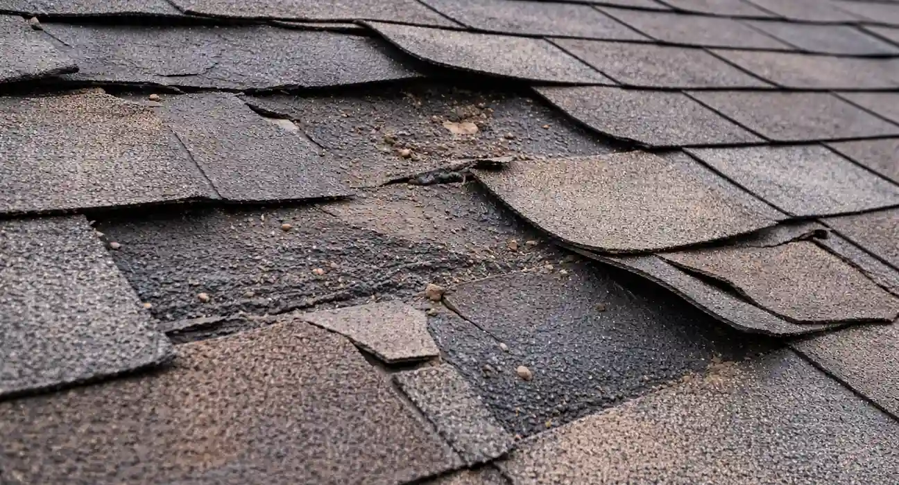 Cracked and missing shingles