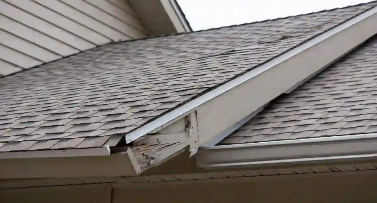 Visible structural stress on a residential roof